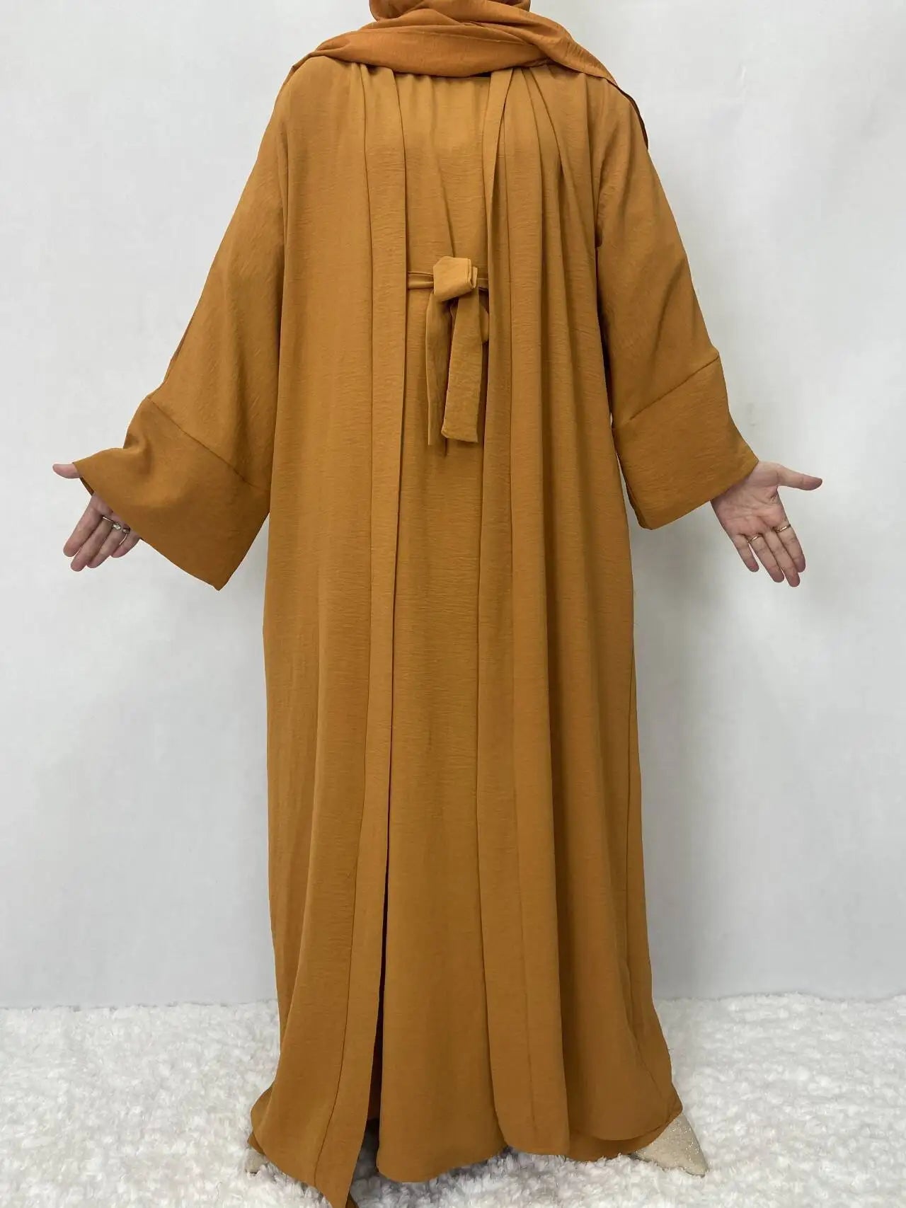 Turkish Solid Color Plus Size Abayas Kaftan Islamic Dress Dubai Moroccan Long Sleeve Skirt Loose Women Elegant Muslim Clothing
