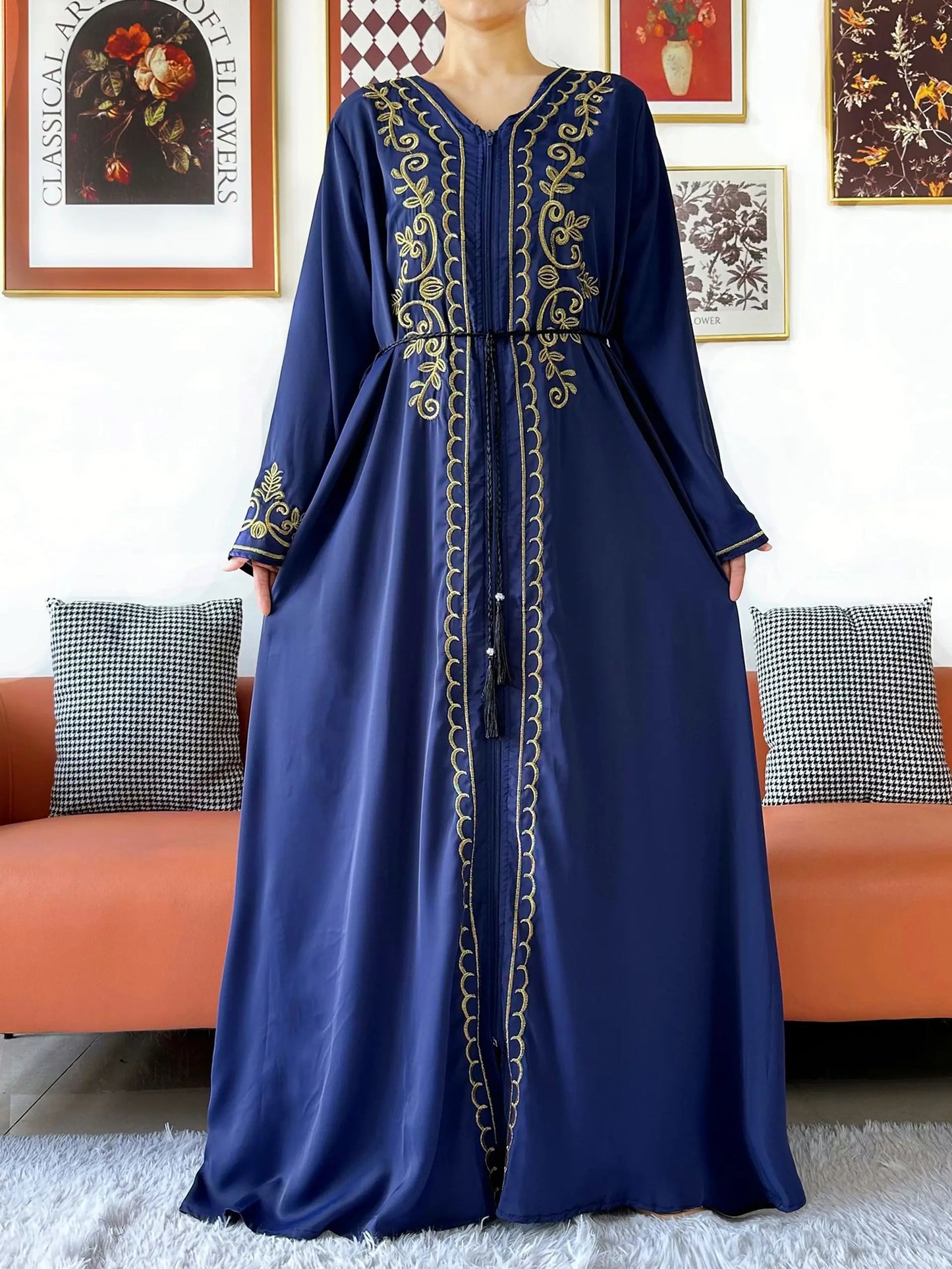 2025 New Elegant Women Abaya Long Sleeve Chiffon Loose Open Abaya Muslim Islamic Clothing Cardigan Style for Special Occasions