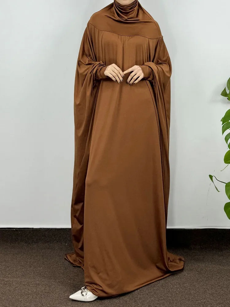 Islamic Abaya Modesty Ramadan Dress Muslim Abayas Hooded Long Sleeve One-piece Prayer Hijab Dress Women Jilbabs Turkish Kaftans