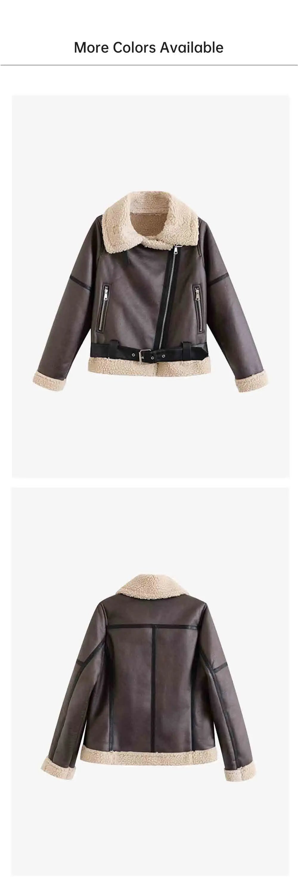 UNIZERA 2024 Autumn/Winter New Product Fashion Women's Wear Fur Integrated Coat Retro Motorcycle Jacket Top