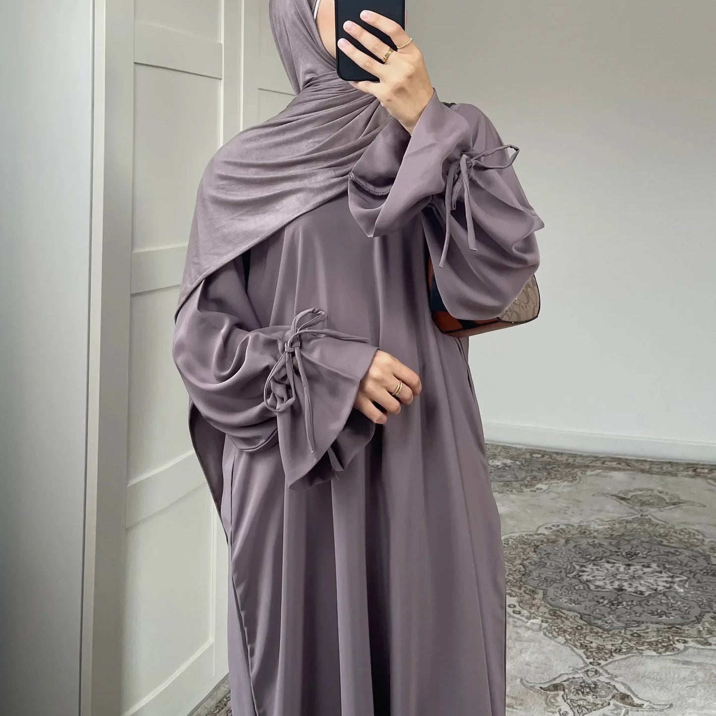 Eid Muslim Dress for Women Abaya Bow Jalabiya Ramadan Lace Up Vestidos Largos Islam Arab Long Robe Morocco Dubai Kaftan 2025