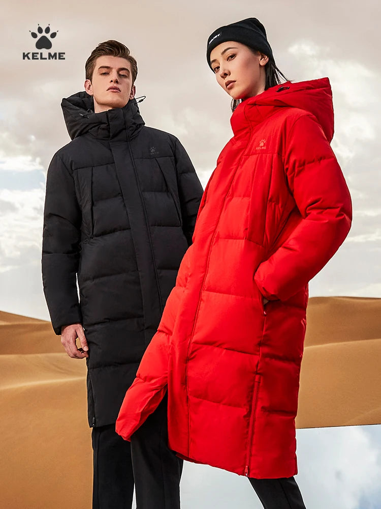 Kelme Sports Down Jacket Women's Long Winter Coat Thick Warm Cotton Jacket Windproof And Snow Proof Coat