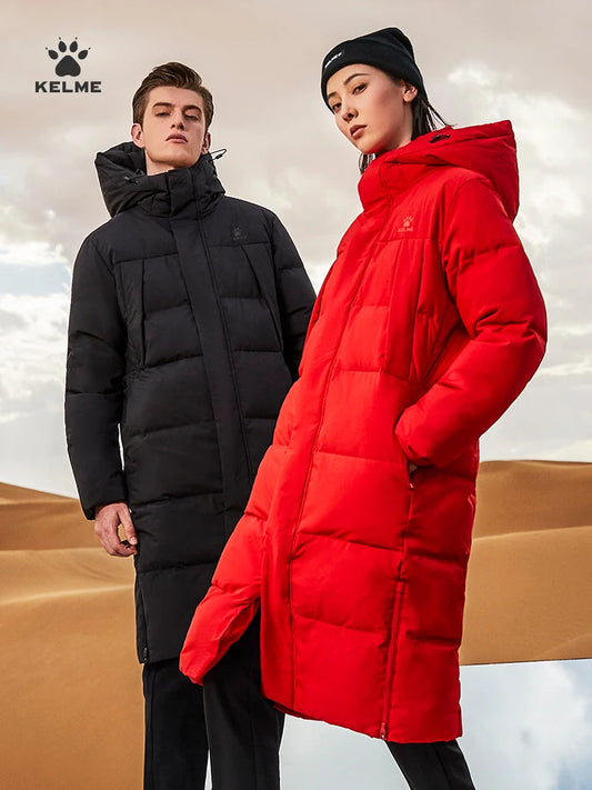 Kelme Sports Down Jacket Women's Long Winter Coat Thick Warm Cotton Jacket Windproof And Snow Proof Coat