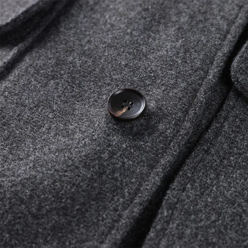 2025 Autumn Winter Stand Collar Coat Women Big Pockets Wool Blend Long Sleeve Single-breasted Thick Jacket Female Lady Outwears