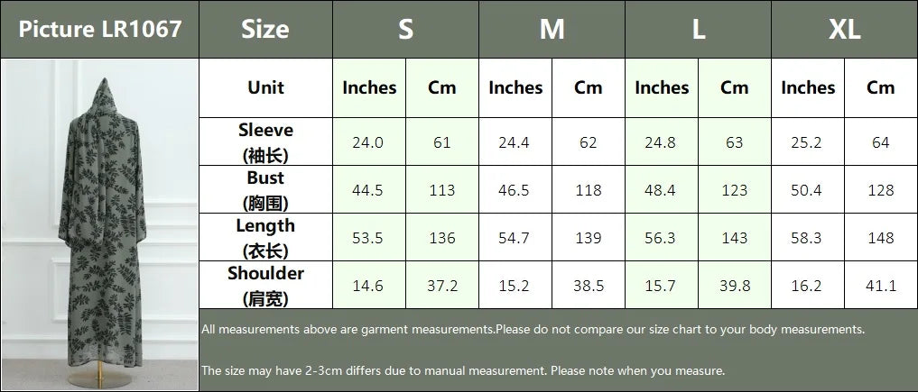 Summer Ramadan Chiffon Modest Abaya Women Muslim Dress Two Pieces Set Front Open Printed Kimono Abaya With Matching Hijab Scarf