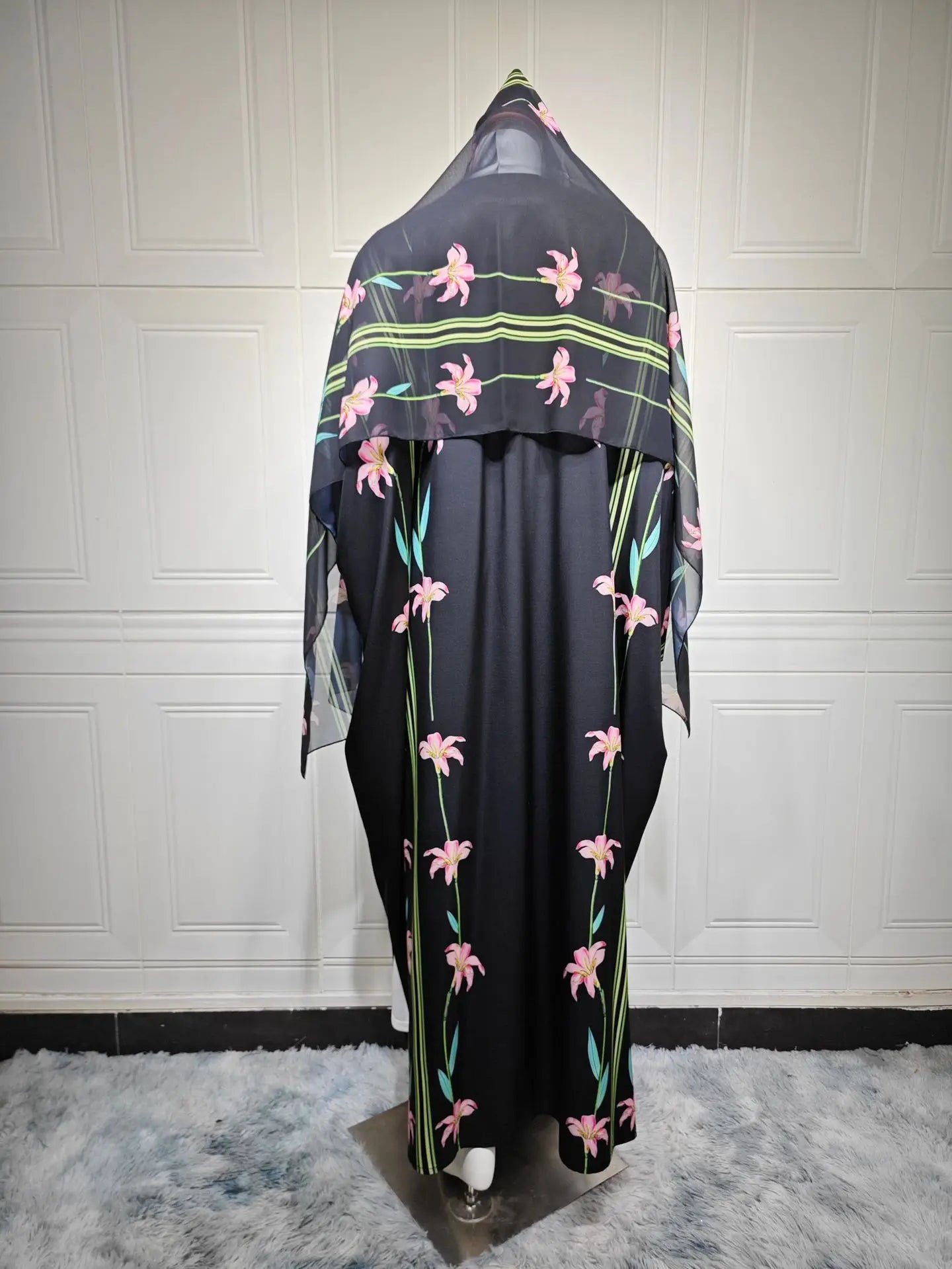 Uni Islamic Clothing Modest Abaya Women Muslim Dress Front Open Printed Abaya 2025 With Hijab Scarf Two Piece Set for Summer
