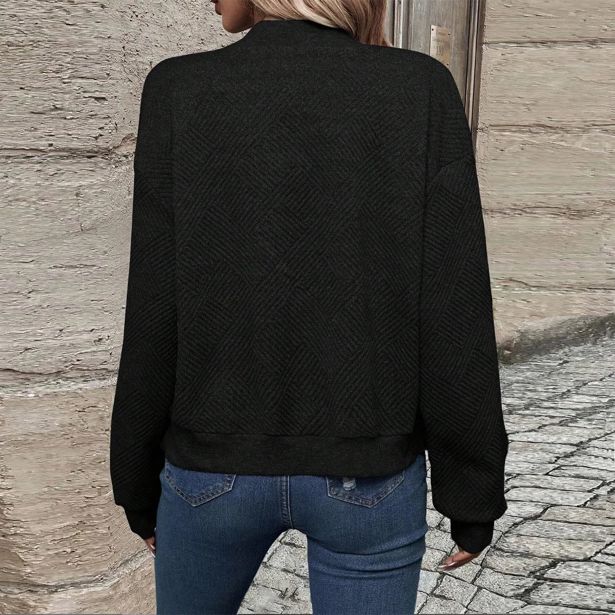 Women's autumn and winter new solid color simple and exquisite zipper jacket baseball collar casual jacket