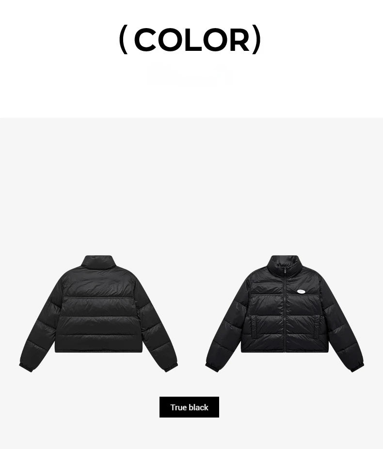 Xtep Down Jacket For Women 2024 Winter Soft Zip-up Short Water Resistence Coat Keep Warm Sporty Stand Collar Tops 876428190061