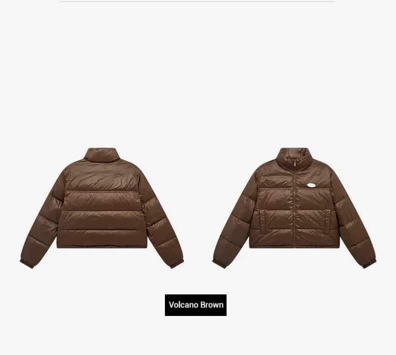 Xtep Down Jacket For Women 2024 Winter Soft Zip-up Short Water Resistence Coat Keep Warm Sporty Stand Collar Tops 876428190061