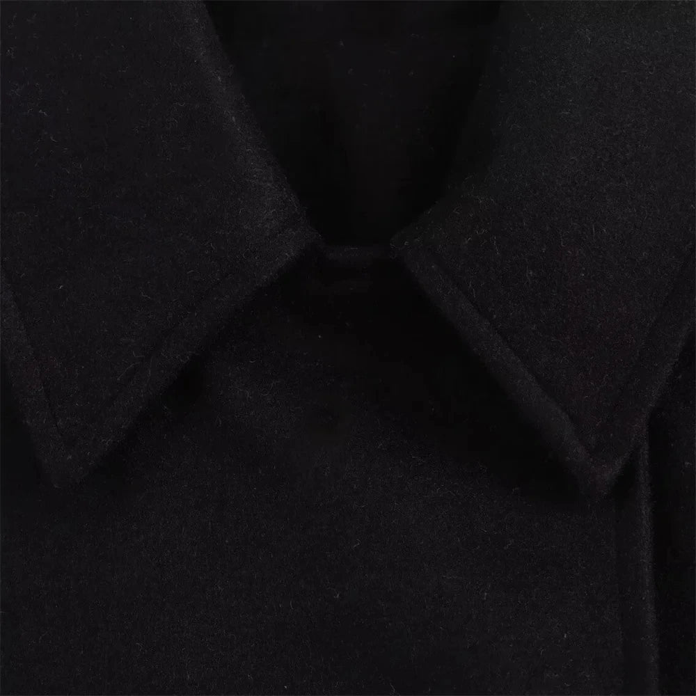 ZBZA Women's Oblique Button Loose Batwing Sleeve Jacket Coat Lapel Double Pocket Warm Solid Vintage Outerwear Fall Winter Coat