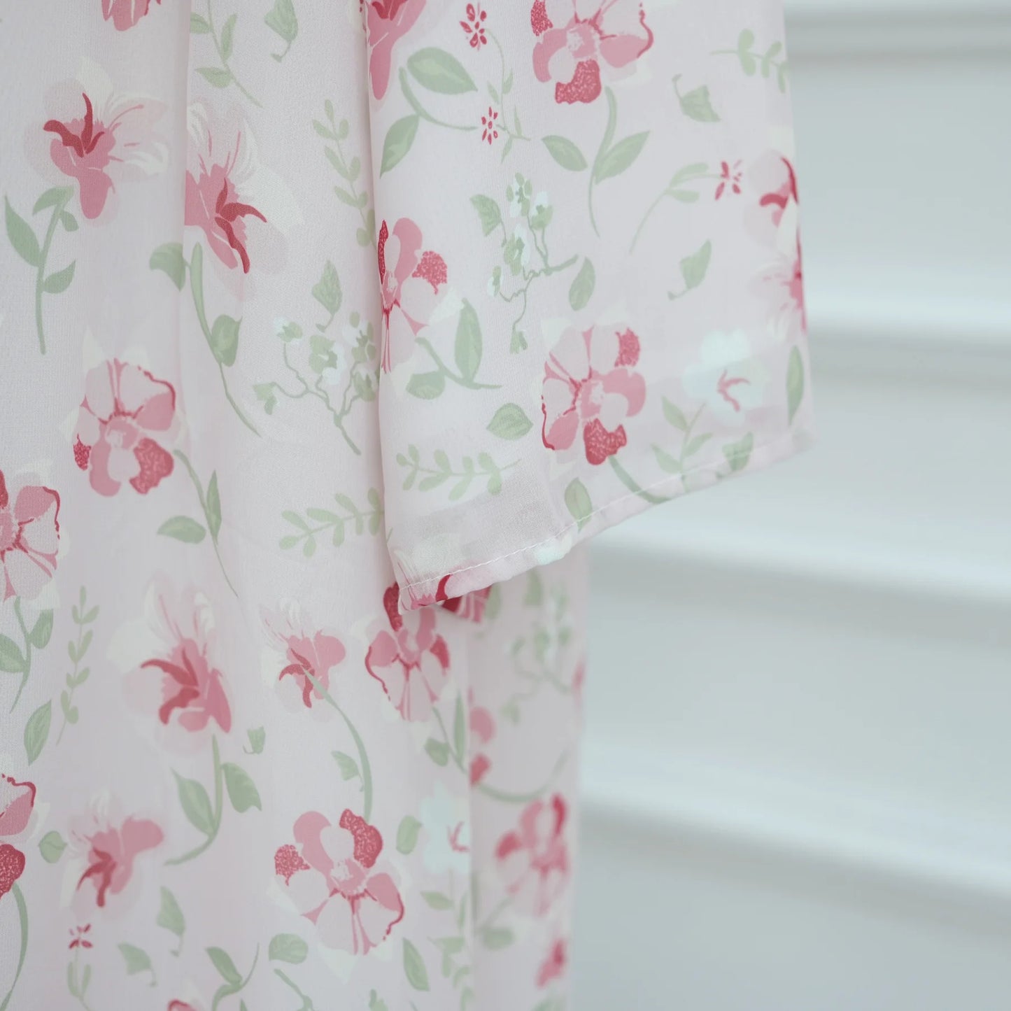 Summer Ramadan Chiffon Modest Abaya Women Muslim Dress Two Pieces Set Front Open Printed Kimono Abaya With Matching Hijab Scarf