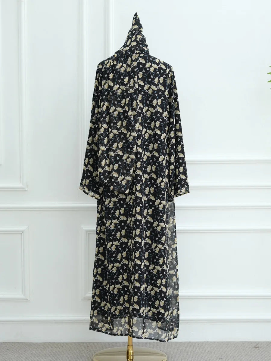 Muslim Women Dubai Abaya luxury Double layered chiffon Print Hijab Dress Kaftan Ramadan Robe Femme Islam african dresses Kebaya