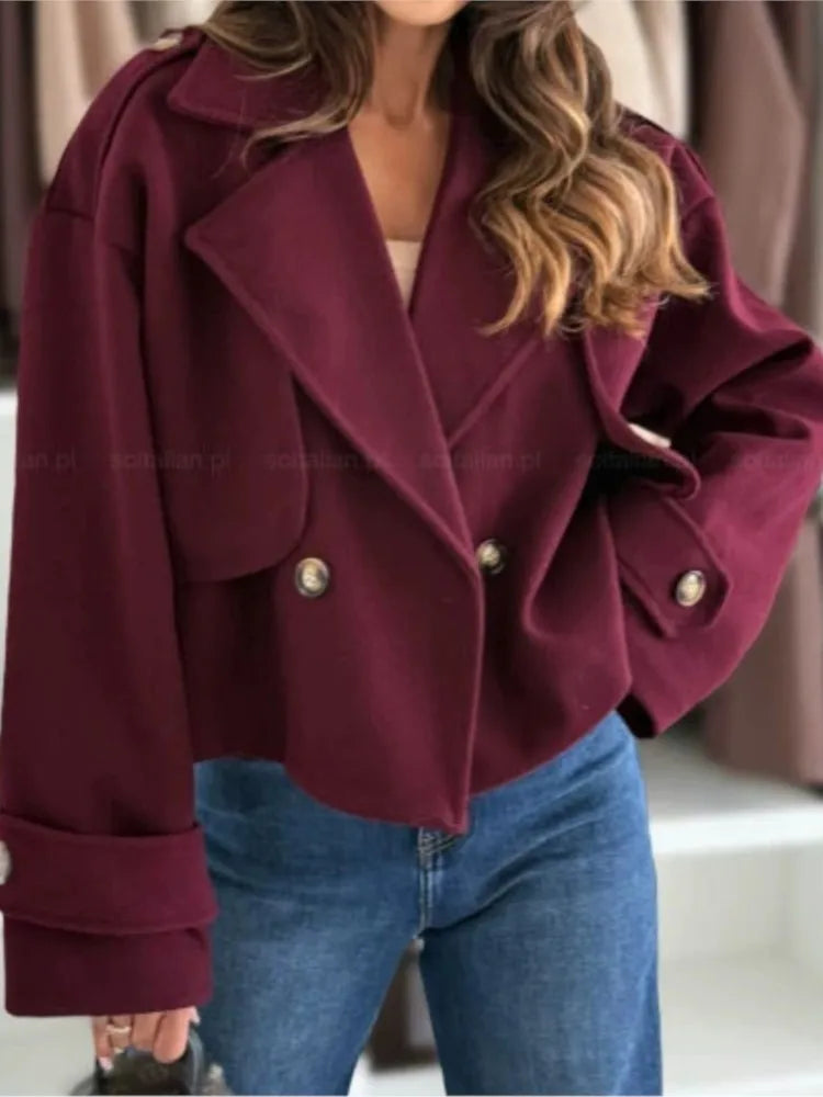 Fashion Solid Jacket For Women Casual Long Sleeve Turn-down Collar Button Jacket Coats Top Lady Office Streetwear Clothes Autumn