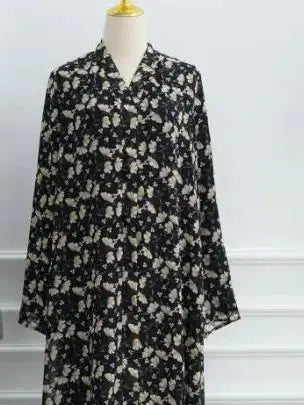 Muslim Women Dubai Abaya luxury Double layered chiffon Print Hijab Dress Kaftan Ramadan Robe Femme Islam african dresses Kebaya