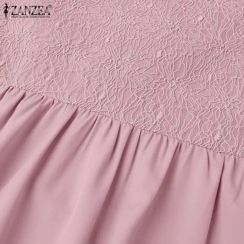 ZANZEA Elegant Women Autumn Long Sleeve Muslim Abaya Hijab Sundress IsIamic Robe Femme Maxi Long Dresses Patchwork Vestidos 2024