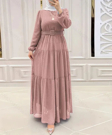 Long Robe Modest Muslim Women Abaya Sashes Dresses Jalabiya Eid Ramadan Morocco Dubai Saudi Kaftan Islam Vestidos Arab Abayas
