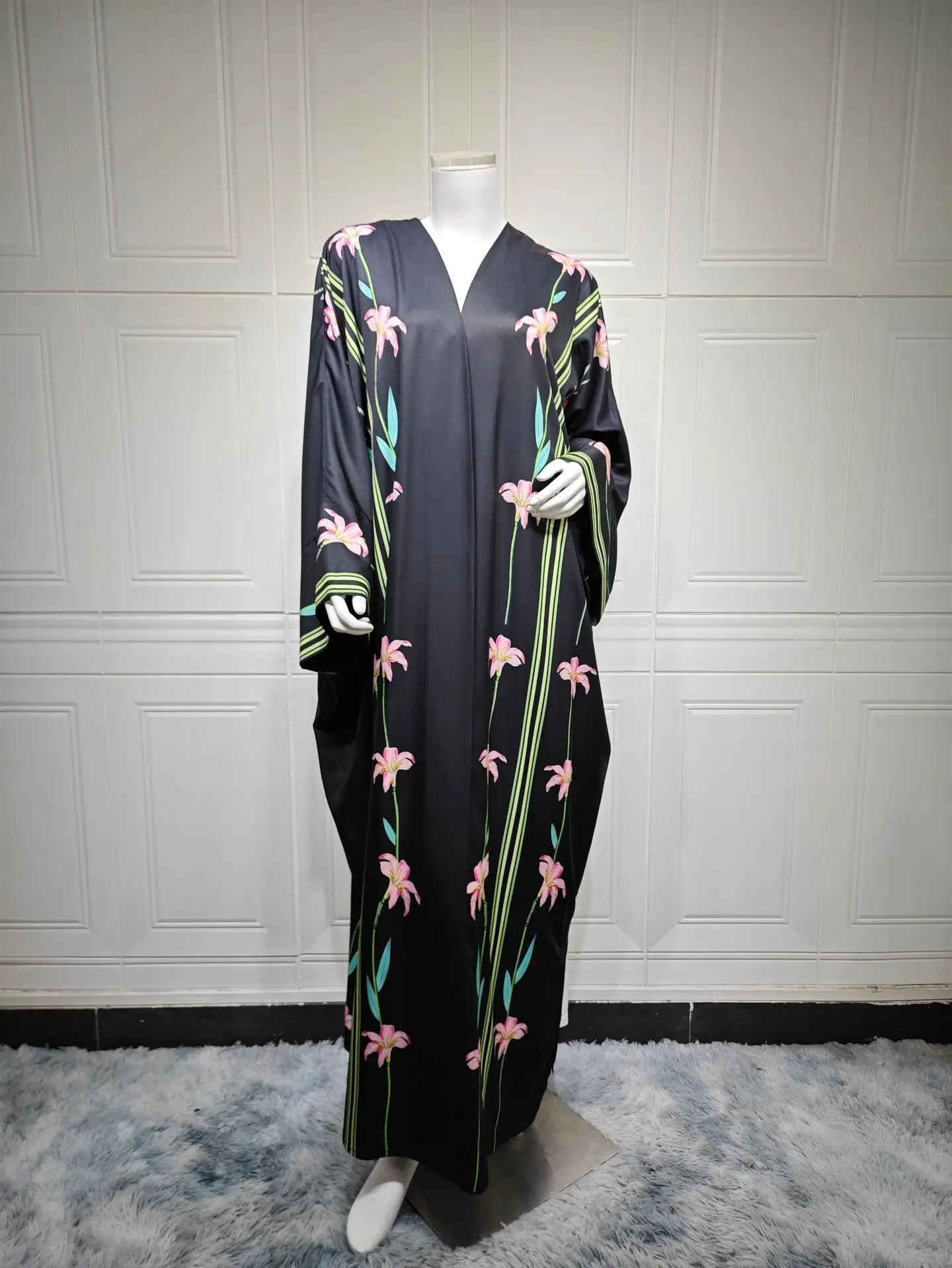 Uni Islamic Clothing Modest Abaya Women Muslim Dress Front Open Printed Abaya 2025 With Hijab Scarf Two Piece Set for Summer