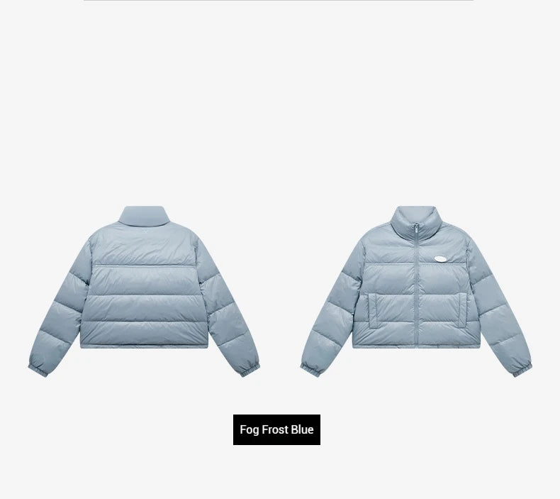 Xtep Down Jacket For Women 2024 Winter Soft Zip-up Short Water Resistence Coat Keep Warm Sporty Stand Collar Tops 876428190061