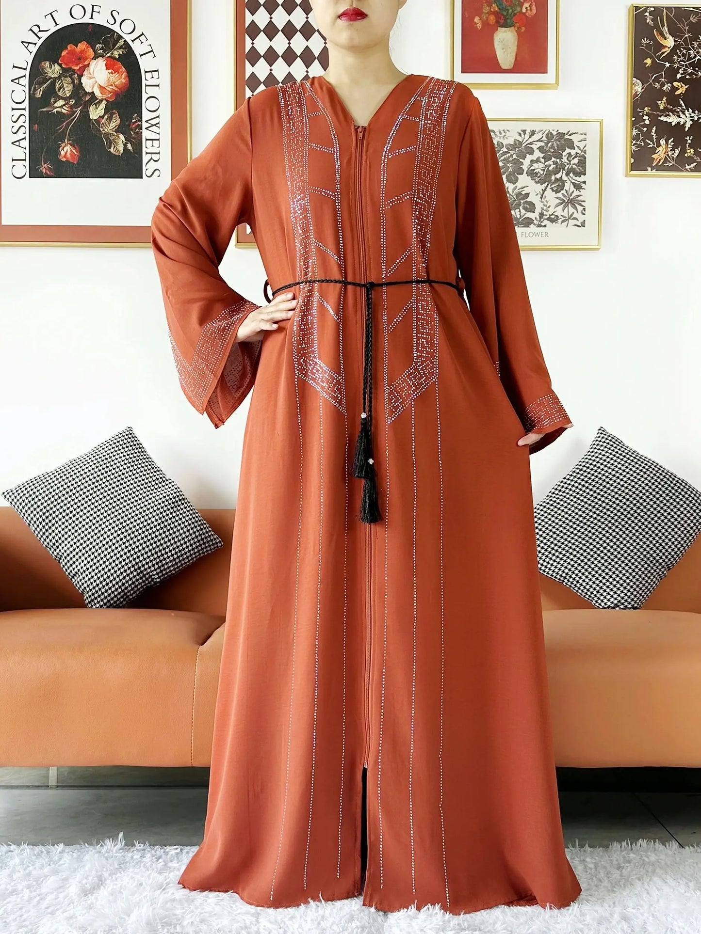 Laxury Design New Women Elegant Dress Chiffon Open Abaya Muslim Women Dress Islamic Clothing Cardigan Abaya Women Muslim Dress