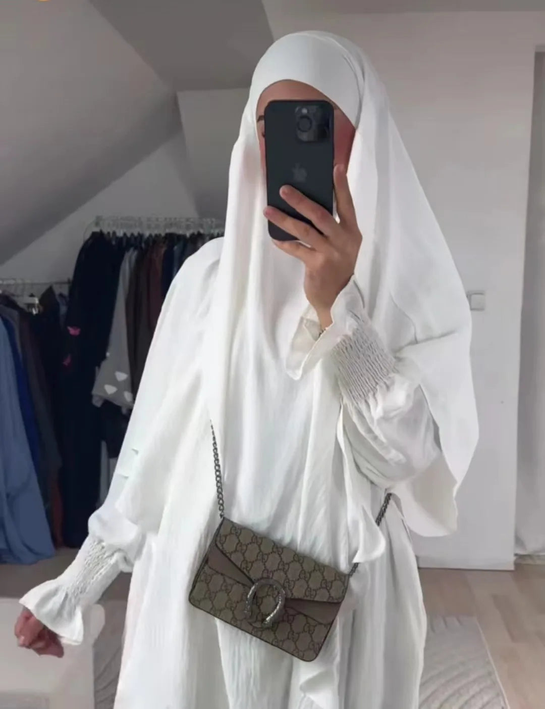 2 Pcs Muslim Set  New Sweet Solid Color Long Dress+Single Layer Shawl Suit  Abaya and Khimar Set Jilbab 2 Pcs Ramadan Long Hijab