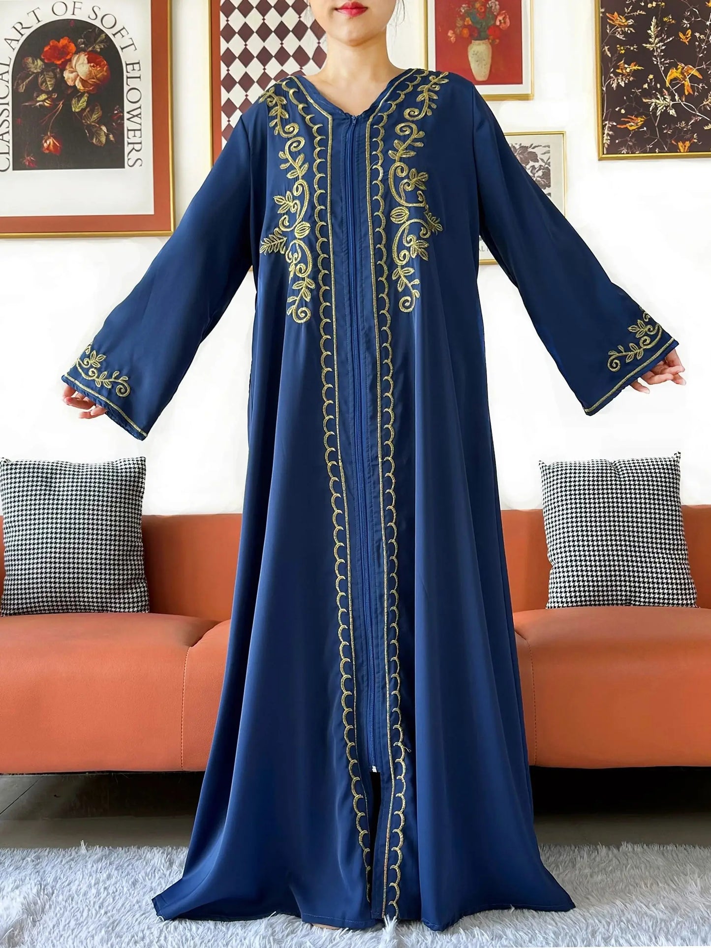 2025 New Elegant Women Abaya Long Sleeve Chiffon Loose Open Abaya Muslim Islamic Clothing Cardigan Style for Special Occasions