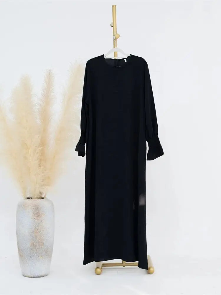 Eid Jersey Solid Modest Under Abaya Dubai 2024 Palestine Women Islamic Clothing Muslim Kaftan Inner Dresses Robe Femme Musulmane