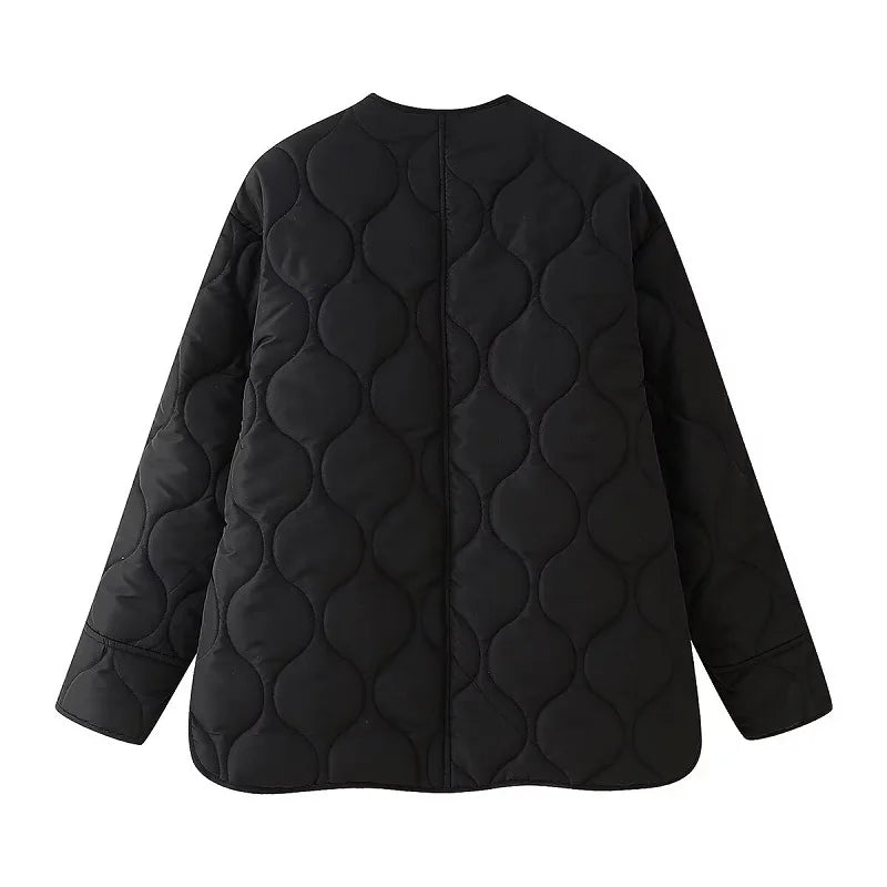MUJER Black Quilted Jacket Women Padded Demi-season Jackets for Women Long Sleeve Winter Coat Female Outerwears Women's Jacket