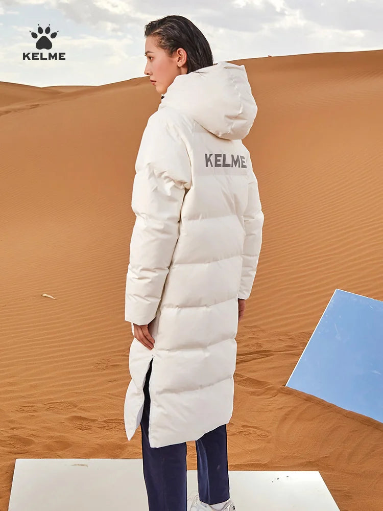Kelme Sports Down Jacket Women's Long Winter Coat Thick Warm Cotton Jacket Windproof And Snow Proof Coat