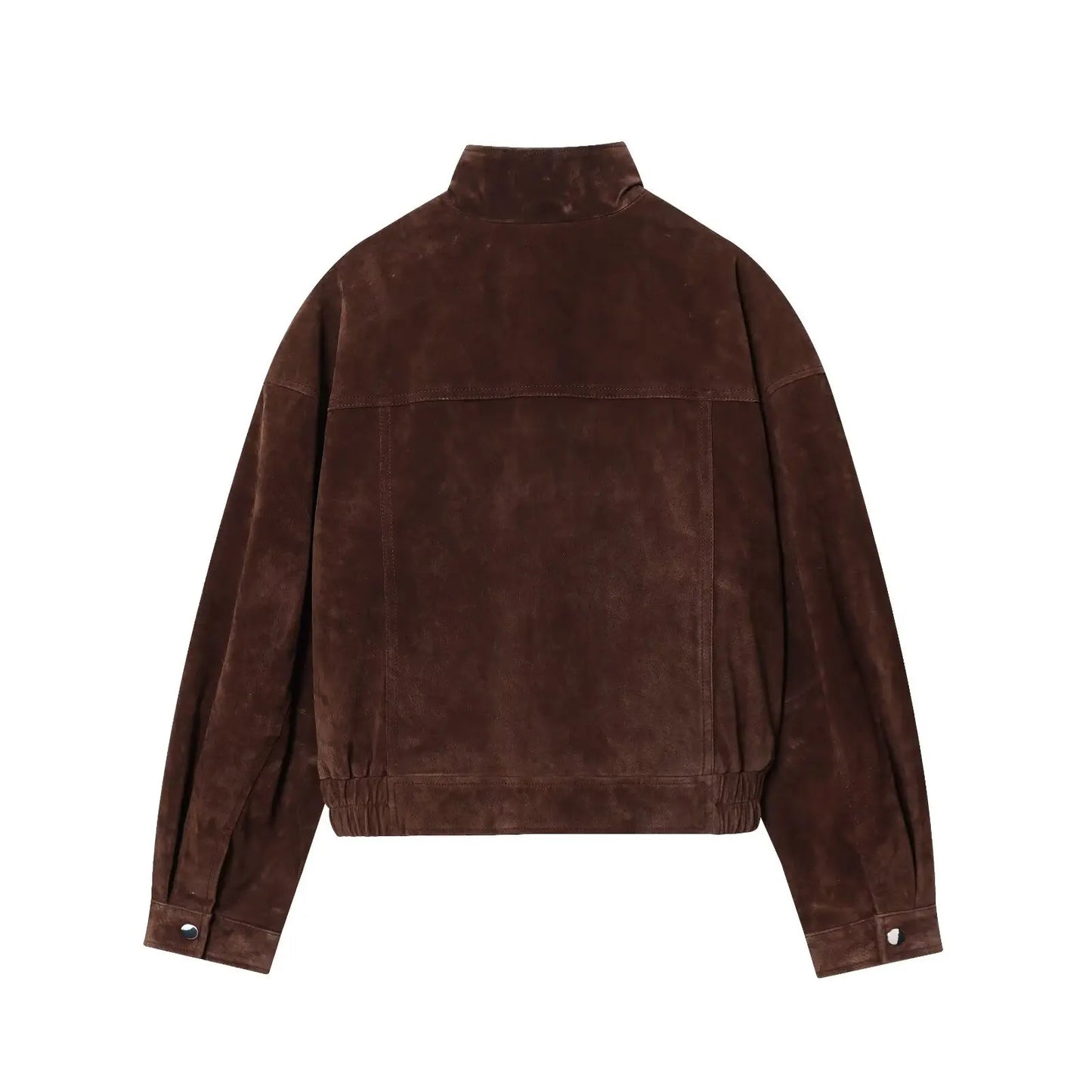 HH Women Autumn Casual Jacket Female Fashion Zipper Pocket Button Decoration Long Sleeves Coat Loose High Street Short Coat