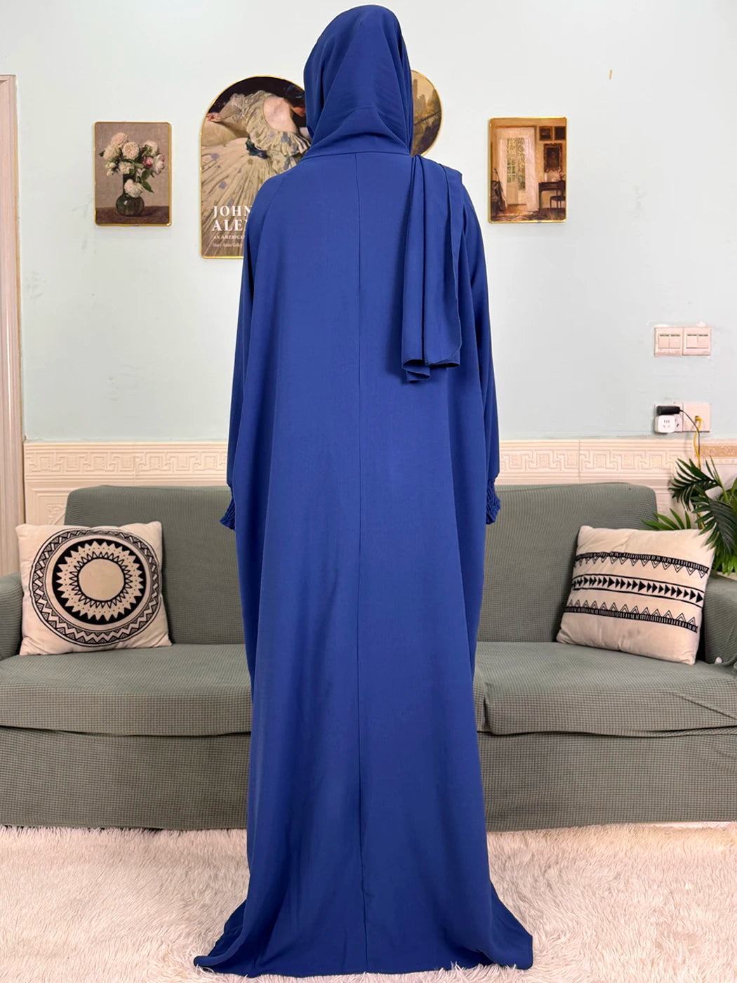 Muslim Abaya Ramadan 2025 For Women Pure Cotton Loose Prayer Femme Robe Elastic Cuffs African Dress With Connected Hijabs Scarf