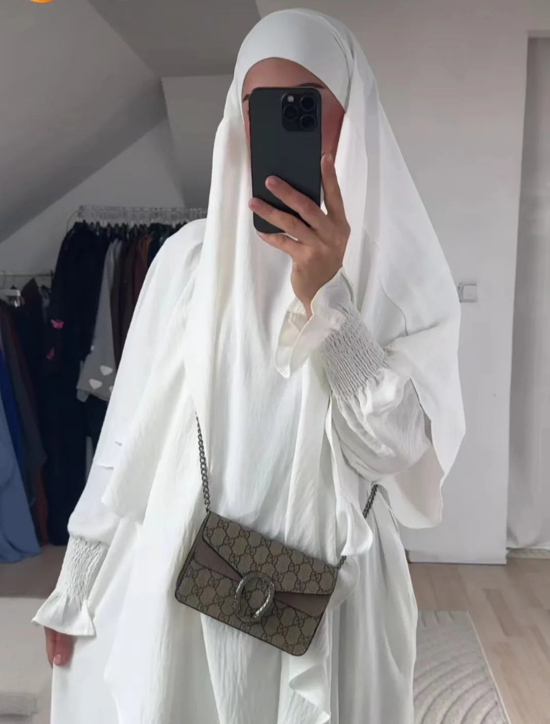 2 Pcs Muslim Set  New Sweet Solid Color Long Dress+Single Layer Shawl Suit  Abaya and Khimar Set Jilbab 2 Pcs Ramadan Long Hijab