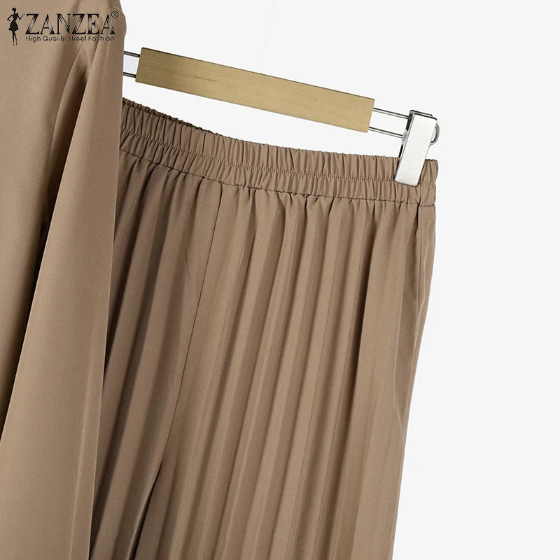 Autumn Trousers Suit 2025 ZANZEA Women Muslim Matching Sets Casual Long Sleeve Tops Pants 2pcs Outfits Loose Tracksuit Oversize