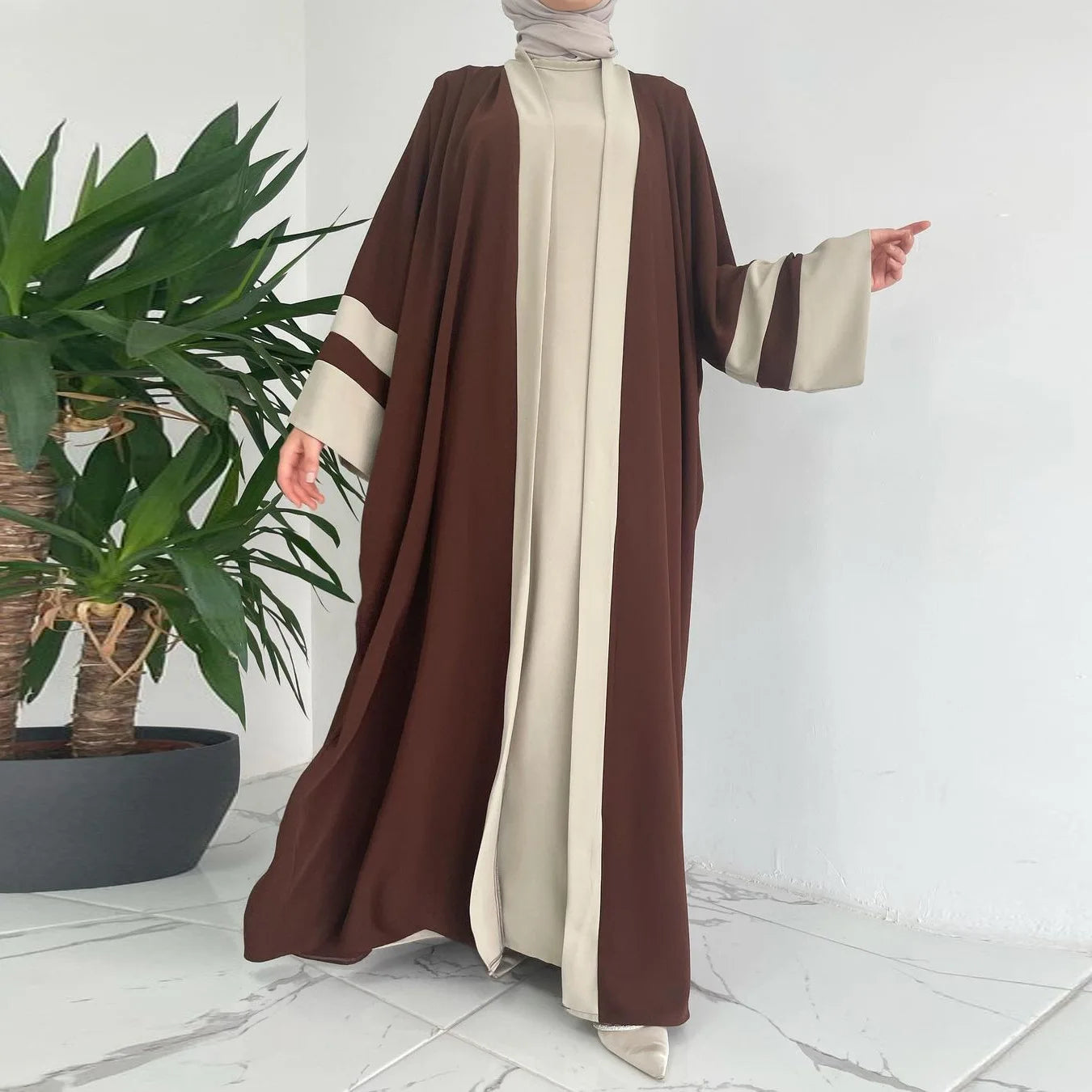 Eid Muslim Dress & Abayas for Women 2 Piece Set Musulman Ensembles Morocco Ramadan Caftan Abaya Kaftan Dubai Arab Long Robe 2024