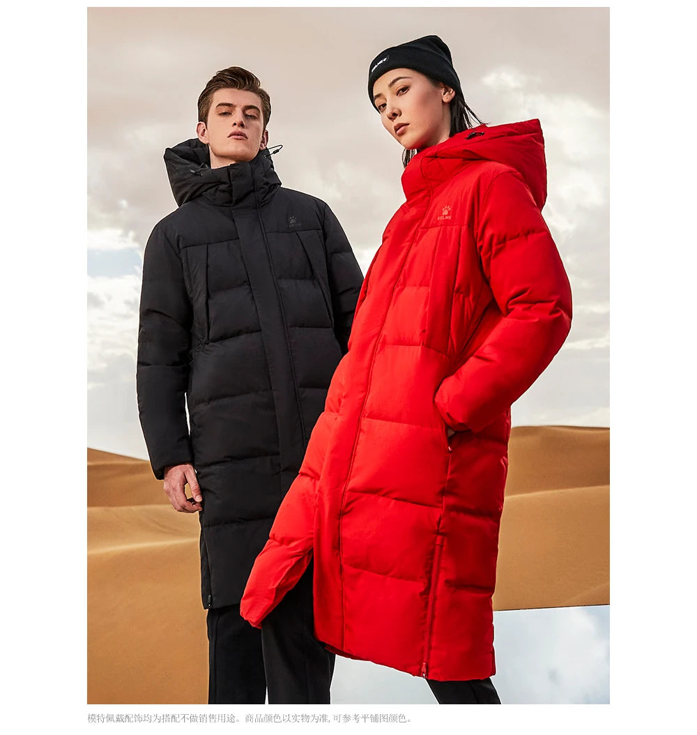 Kelme Sports Down Jacket Women's Long Winter Coat Thick Warm Cotton Jacket Windproof And Snow Proof Coat
