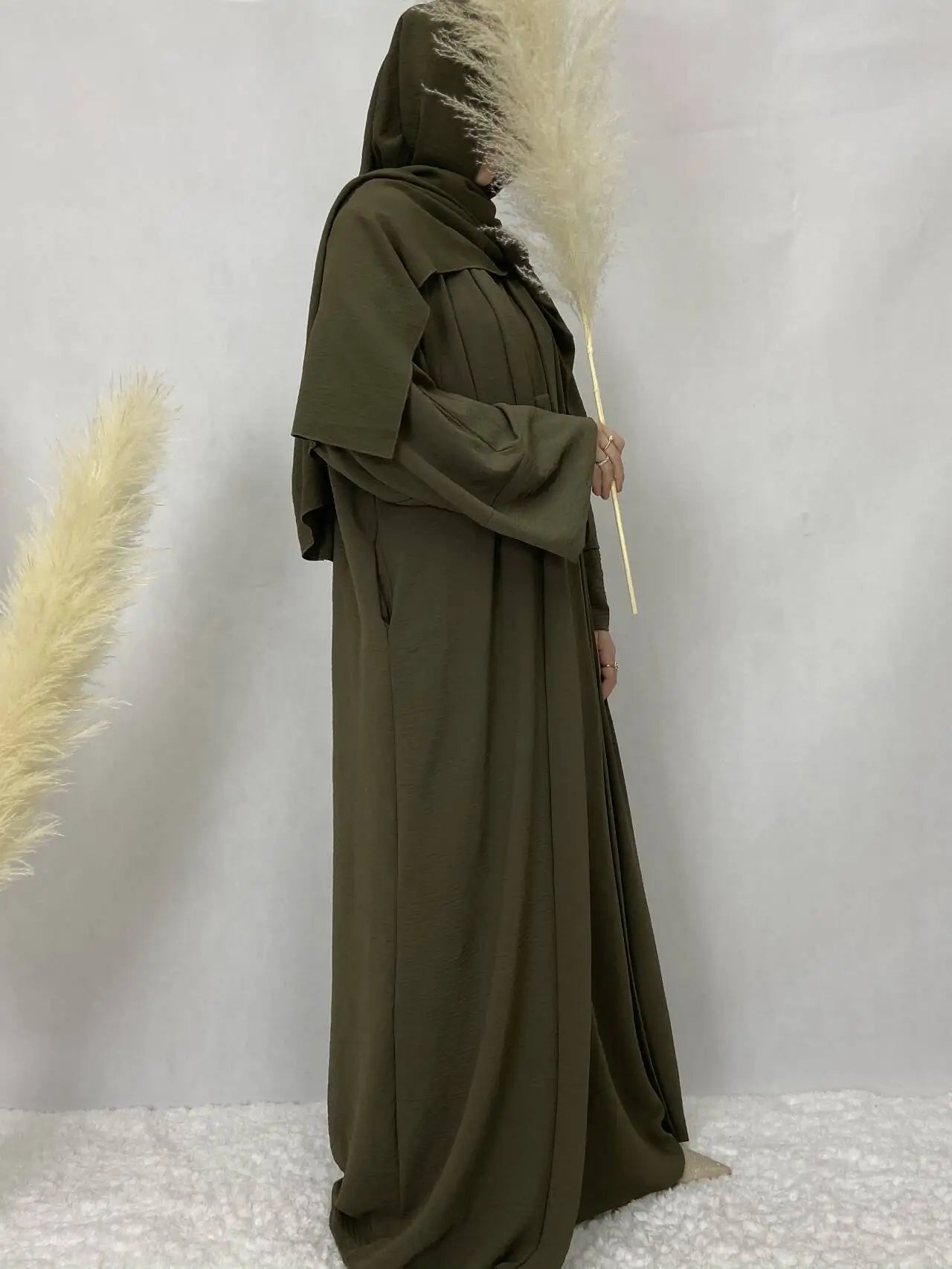 Turkish Solid Color Plus Size Abayas Kaftan Islamic Dress Dubai Moroccan Long Sleeve Skirt Loose Women Elegant Muslim Clothing