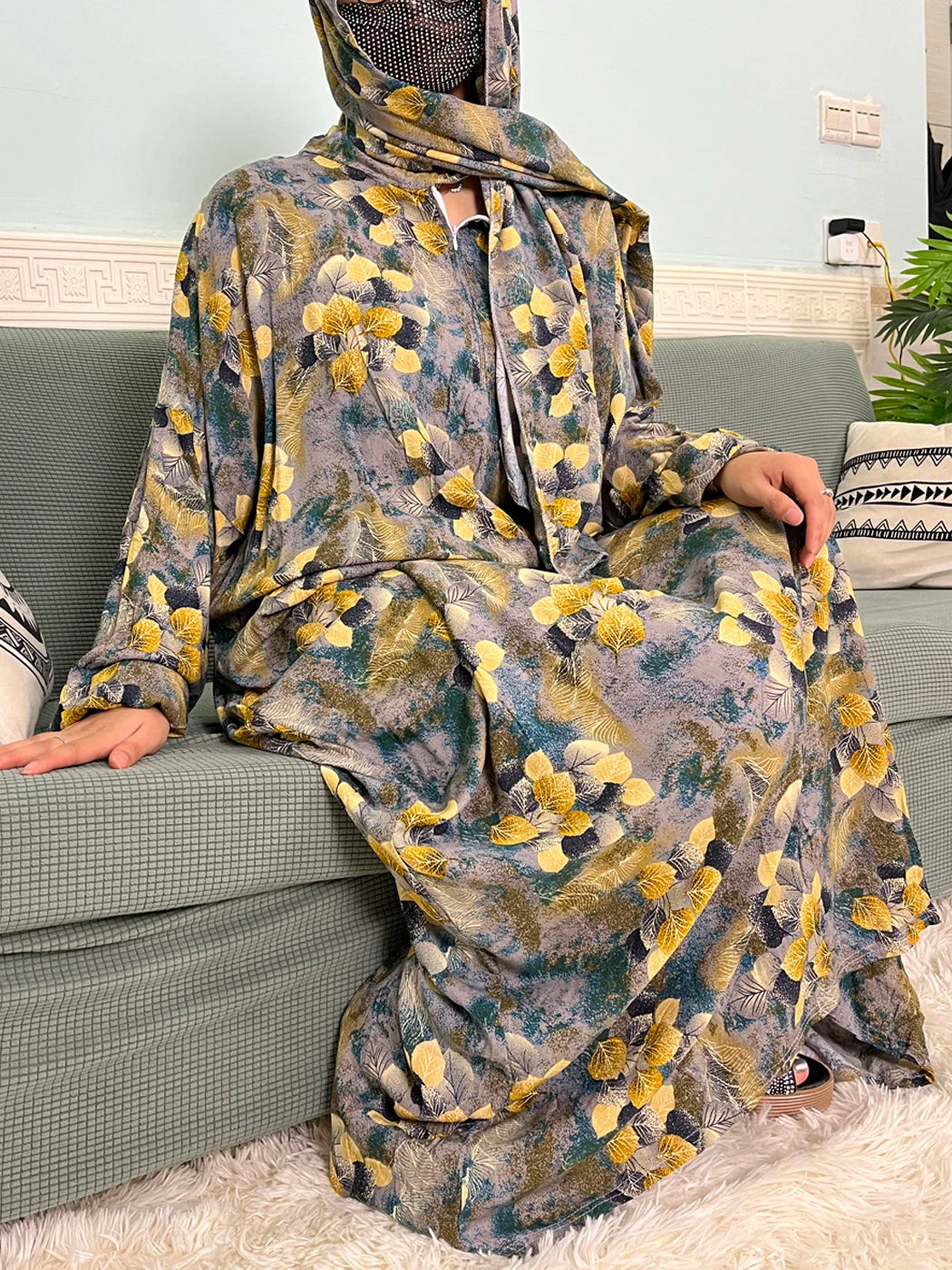 Muslim Cotton Abayas For Women Traditional Floral Ramadan Prayer Garment African Caftan Marocain Femme Robe Connected Headscarf