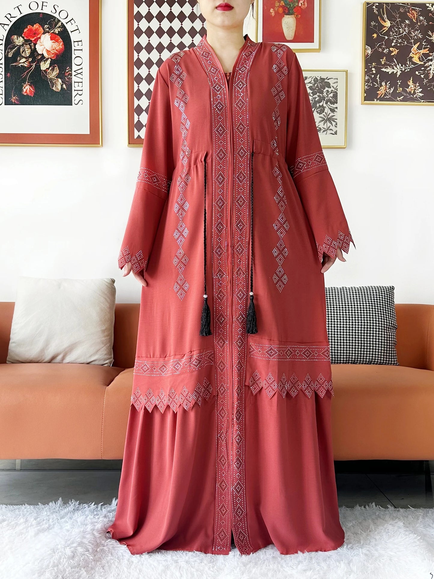 Laxury Design New Women Elegant Dress Chiffon Open Abaya Muslim Women Dress Islamic Clothing Cardigan Abaya Women Muslim Dress