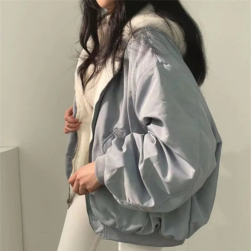 2 in 1 Reversible Winter Coat Women 2025, Fleece Lined Thick Hooded Puffer Jacket for Fall Winter