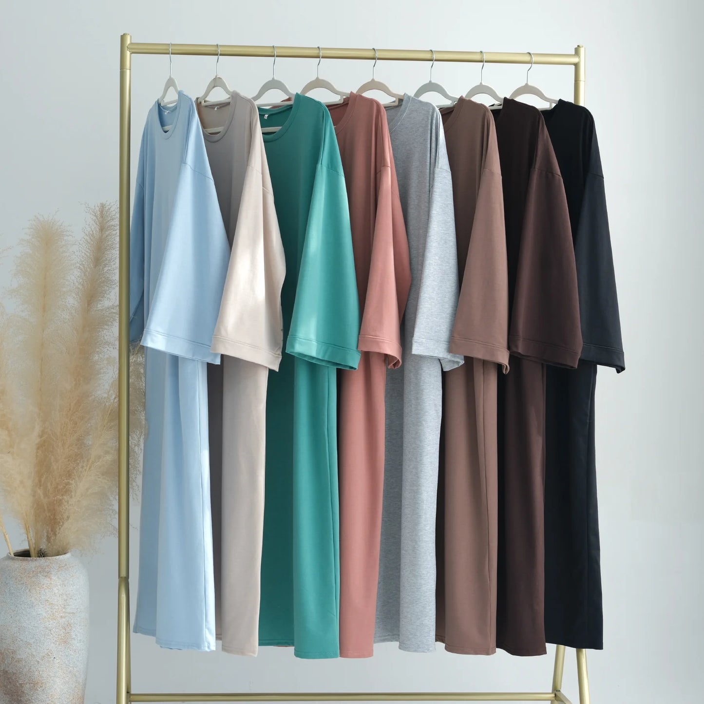 2024 New Modest Dress Solid Color Inner Dresses Muslim Women Dubai Abaya Eid Ramadan Islam Clothing Turkey Arabic Robe