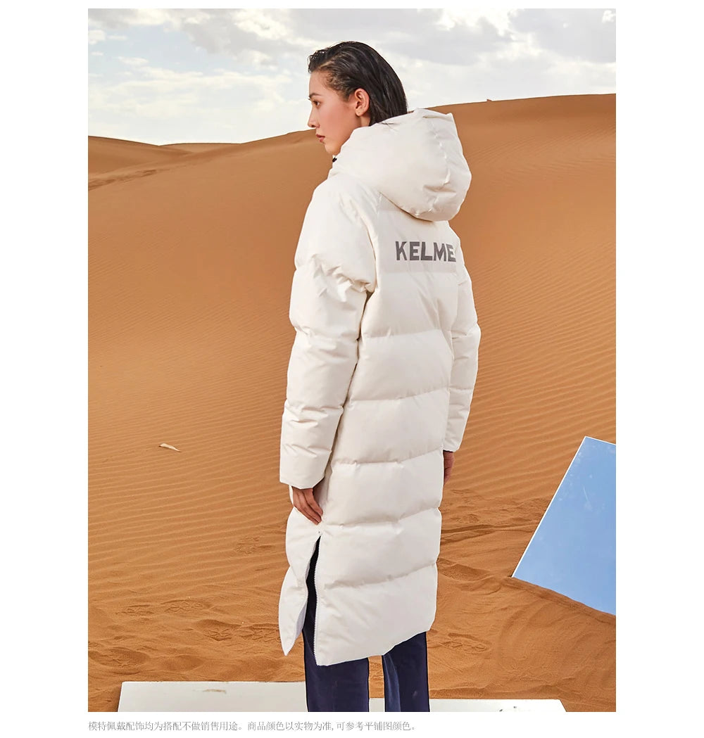 Kelme Sports Down Jacket Women's Long Winter Coat Thick Warm Cotton Jacket Windproof And Snow Proof Coat