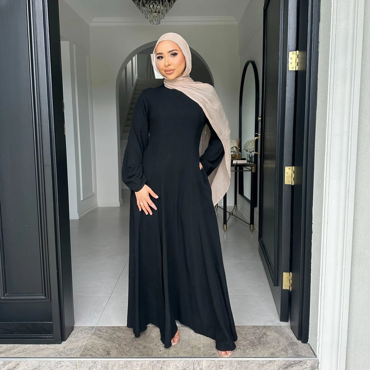 2025 Summer Arabic Muslim Women Modest Dress Eid Dubai Plain Abaya Islam Party Outfit Elegant Holiday Dresses Turkey Kaftan Robe