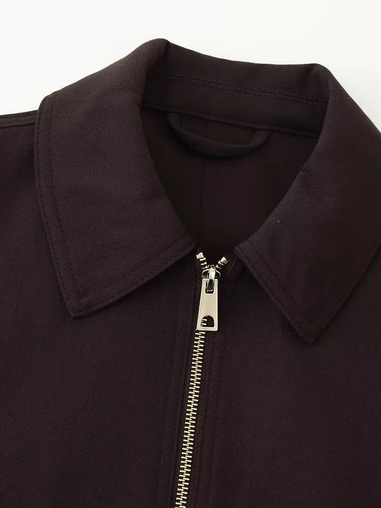 European and American style autumn new fashion trend women's clothing lapel loose pocket long sleeve jacket