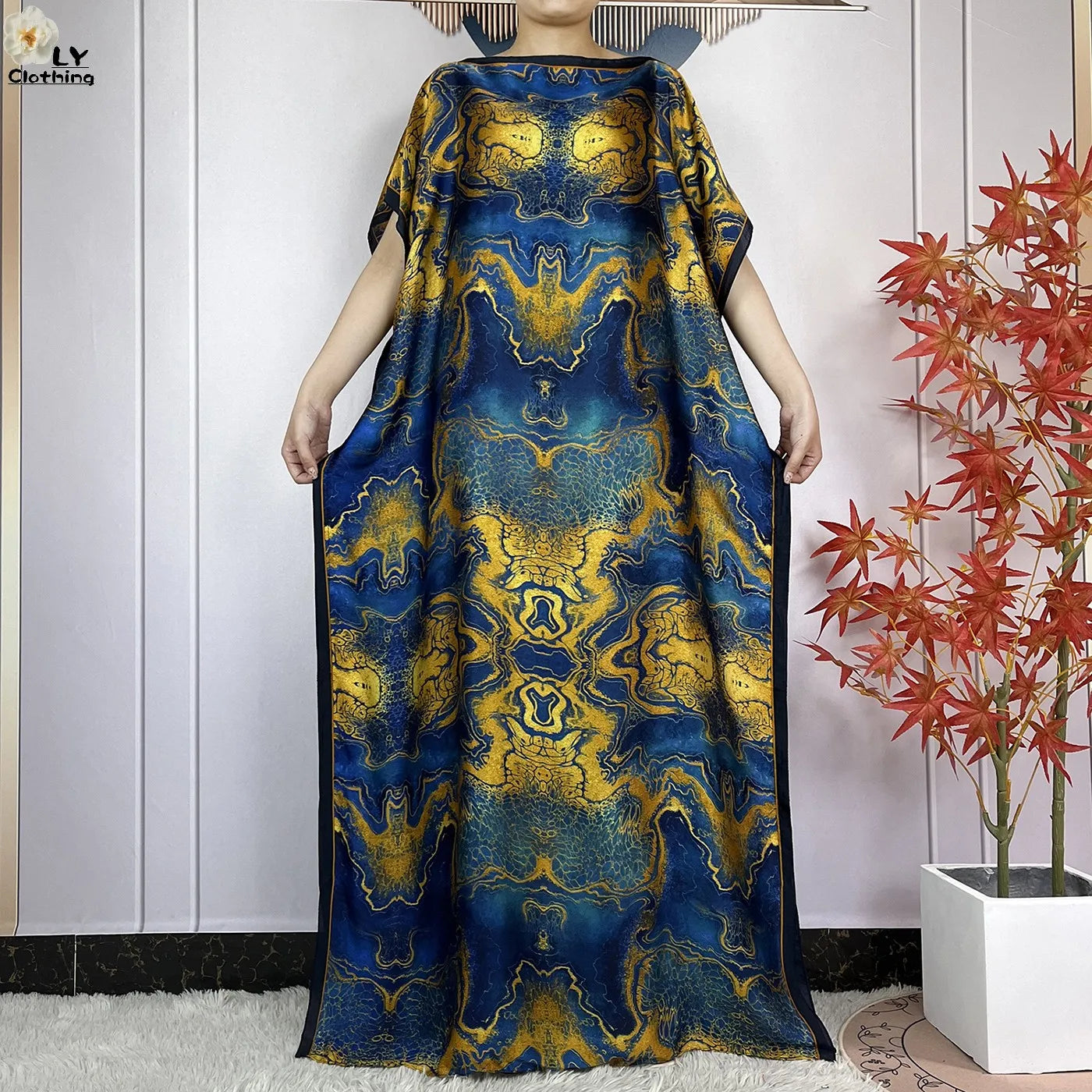 2024 Abayas Woman Short Sleeve Dress Print Loose Silk Soft Robe Elegant Fashion Dubai Islam Lady Party Maxi Summer Lady Clothing