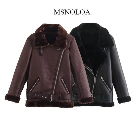 2024 Autumn New Product Women's Fashion Casual Polo Collar Long sleeved Zipper Decoration Double sided Jacket Coat