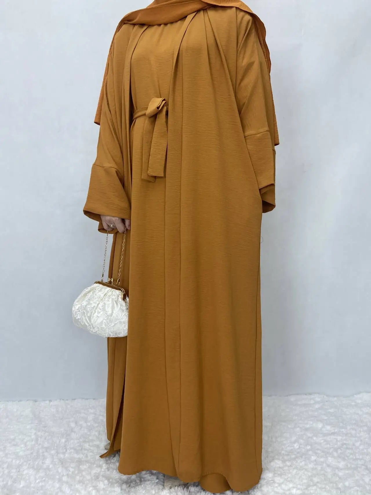 Turkish Solid Color Plus Size Abayas Kaftan Islamic Dress Dubai Moroccan Long Sleeve Skirt Loose Women Elegant Muslim Clothing
