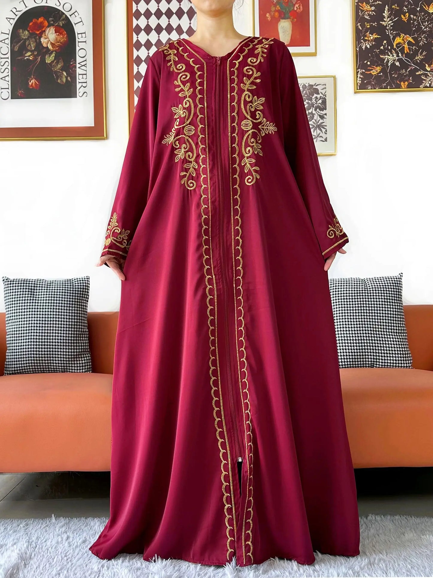 2025 New Elegant Women Abaya Long Sleeve Chiffon Loose Open Abaya Muslim Islamic Clothing Cardigan Style for Special Occasions