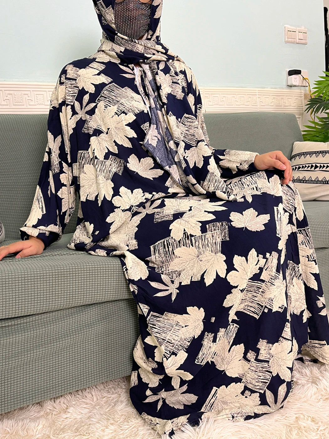 Muslim Cotton Abayas For Women Traditional Floral Ramadan Prayer Garment African Caftan Marocain Femme Robe Connected Headscarf