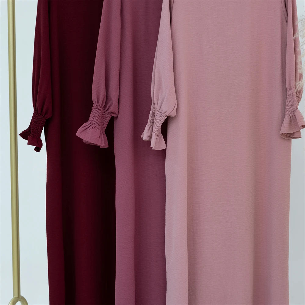 Eid Jersey Solid Modest Under Abaya Dubai 2024 Palestine Women Islamic Clothing Muslim Kaftan Inner Dresses Robe Femme Musulmane