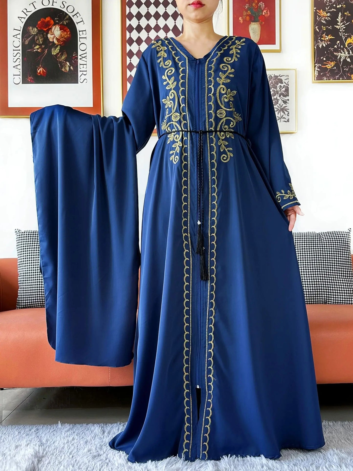 2025 New Elegant Women Abaya Long Sleeve Chiffon Loose Open Abaya Muslim Islamic Clothing Cardigan Style for Special Occasions