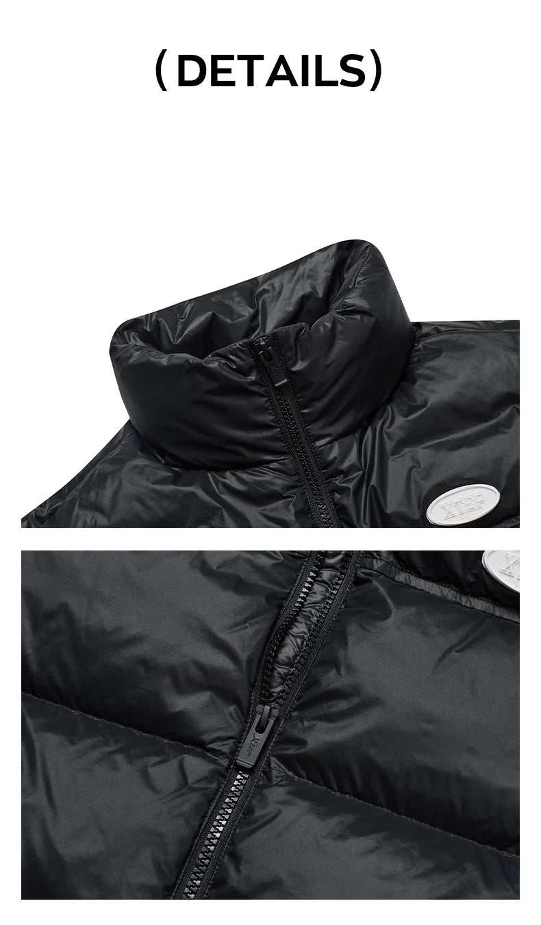 Xtep Down Jacket For Women 2024 Winter Soft Zip-up Short Water Resistence Coat Keep Warm Sporty Stand Collar Tops 876428190061